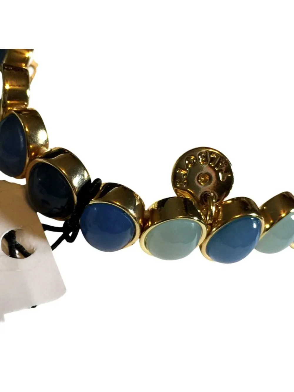 NWT Talbots Bold Gold Tone Bracelet Blue, Light Green Resin Cabochons Stretch